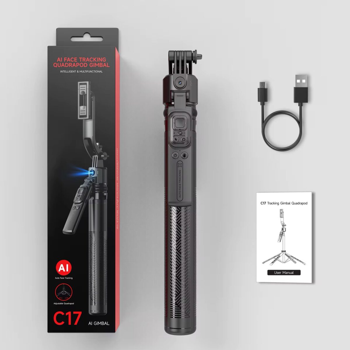 ⁦C17 AI Face Tracking Quadrapod Gimbal⁩ - الصورة ⁦5⁩